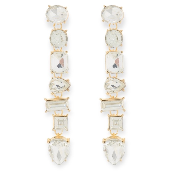 CARA Drop Earrings Linear Dangle Mixed Shape Crystals Pierced Earrings NWT - Picture 2 of 6